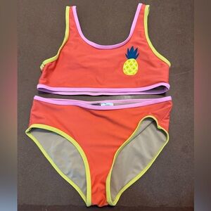 orange, yellow, and pink Old Navy girls large bathing suit